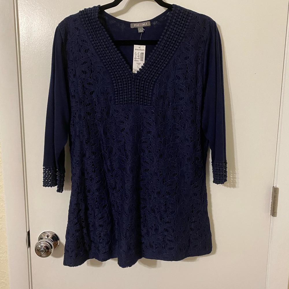 Navy lace blouse